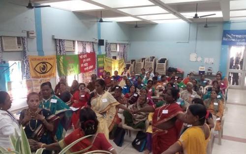 Single women enacting a Role Play for demanding their social and economic rights