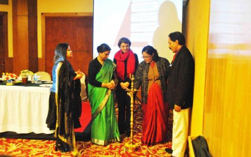 Smt. Lalitha Kumaramangalam, Hon’ble Chairperson, NCW lighting the lamp and inaugurate National Consultation on Voices for Beijing+20 